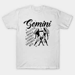 Gemini Zodiac Sign Positive Personality Traits T-Shirt